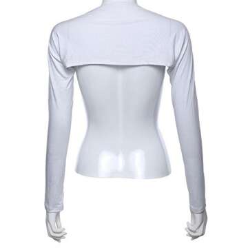 YEESAM Bolero Shrugs for Women Long Sleeve Arm Sleeves Hijab Accessories One Size (White)