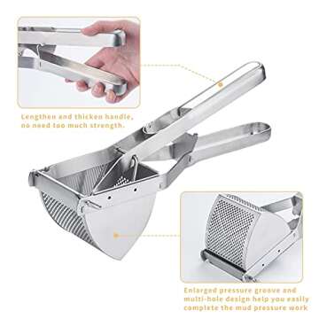 Potato Masher Choxila,[Good Grip] Potato Ricer Stainless Steel Professional Masher Kitchen Tool Fruit Press Baby Food Masher