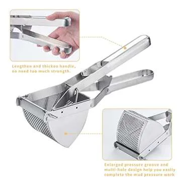 Potato Masher Choxila,[Good Grip] Potato Ricer Stainless Steel Professional Masher Kitchen Tool Fruit Press Baby Food Masher