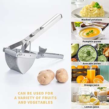 Potato Masher Choxila,[Good Grip] Potato Ricer Stainless Steel Professional Masher Kitchen Tool Fruit Press Baby Food Masher
