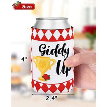 Derby Day Party Can Sleeves Talk Derby to Me Race Horse Neoprene Beverage Can Cover Sleeve Run for The Roses Derby Party Decoratrions Blue Green Red Sleeves for Soda 6-Pack