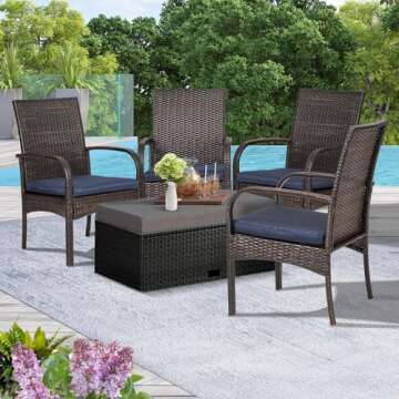SAILARY 2 Pcs Wicker Patio Dining Padded Cushions, Outdoor Rattan Chairs with Armrest Support 350 lb...