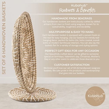 Handcrafted Boho Wall Baskets Set of 6 for Unique Decor