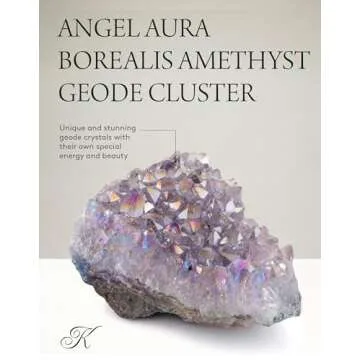 KALIFANO Angel Aura Amethyst Geode - Titanium Bonded High Energy Amatista Crystal - Natural Reiki Wicca Rock with Healing and Calming Effects (Family Owned and Operated)