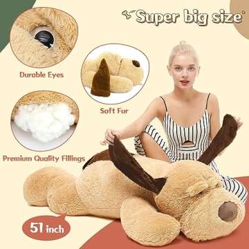 MorisMos Giant Stuffed Dog Animal, Huge Stuffed Dog Plush,Soft Large Stuffed Dog Pillow for Kids,Girls, Boys, 51 Inch