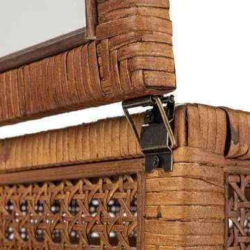 Creative Co-Op Modern Decorative Square Woven Rattan and Wood Display Boxes with Glass Top, Set of 2 Sizes, Dark Brown Finish