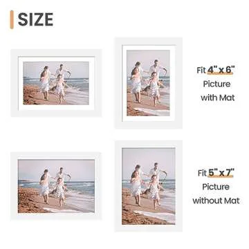 upsimples 5x7 Picture Frame Set of 10, Display Pictures 4x6 with Mat or 5x7 Without, Multi Photo Frames Collage for Wall or Tabletop Display, White
