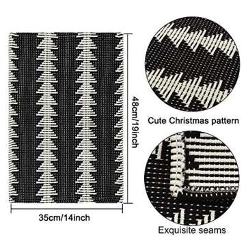 Ailsan Farmhouse Placemats Set of 4, Boho Black White Woven Placemat for Dining Table 14"x19" Reversible Dinner Napkin Placemats for Christmas Holiday Table Home Decoration