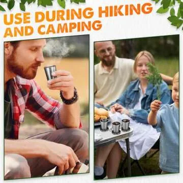 DIMROM Stainless Steel Collapsible Drinking Cup - 75 ml Travel Coffee Mug with Lid - Foldable Shot Glass Keychain for Hiking, Camping, Outdoor Activities