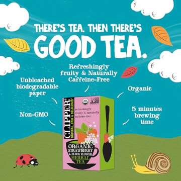 Clipper Tea Strawberry & Elderflower Herbal Tea – Caffeine Free, USDA Organic, Great Hot or Iced ?...