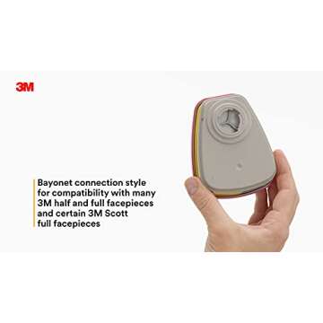 3M P100 Respirator Cartridge/Filter 60928, 1 Pair, NIOSH APPROVED, Protects Against Organic Vapors, Chlorine, Hydrogen Chloride, Sulfur Dioxide, Hydrogen Sulfide, Hydrogen Fluoride and Particulates
