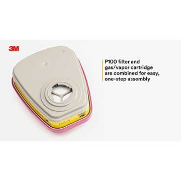 3M P100 Respirator Cartridge/Filter 60928, 1 Pair, NIOSH APPROVED, Protects Against Organic Vapors, Chlorine, Hydrogen Chloride, Sulfur Dioxide, Hydrogen Sulfide, Hydrogen Fluoride and Particulates