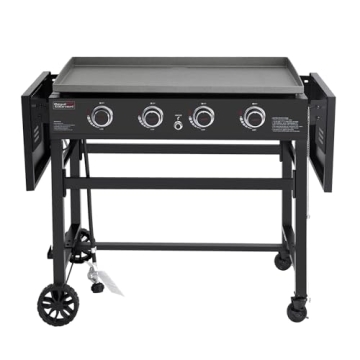 Royal Gourmet GB4001B 4-Burner Propane Gas Griddle with Foldable Side Tables, 35-Inch Outdoor Flat t...