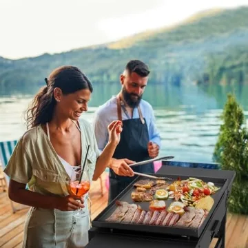 Royal Gourmet GB4001B 4-Burner Propane Gas Griddle with Foldable Side Tables, 35-Inch Outdoor Flat top Grill with 52,000 BTUs Output for Barbecue Grilling, Black