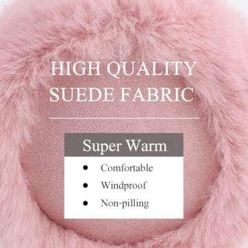 Zsedrut Winter Women Earmuff Foldable Ear Warmer Fluffy Ear Cover Warm Outdoor (Deep Pink)