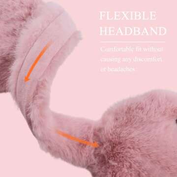 Zsedrut Winter Women Earmuff Foldable Ear Warmer Fluffy Ear Cover Warm Outdoor (Deep Pink)
