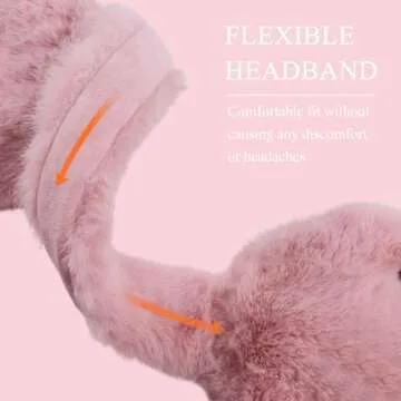 Zsedrut Winter Women Earmuff Foldable Ear Warmer Fluffy Ear Cover Warm Outdoor (Deep Pink)