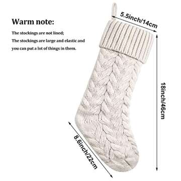 Luxurious 18 Inches Christmas Stockings for Family Holiday Cheer (Ivory, 6 Pack)