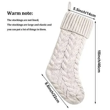 Luxurious 18 Inches Christmas Stockings for Family Holiday Cheer (Ivory, 6 Pack)