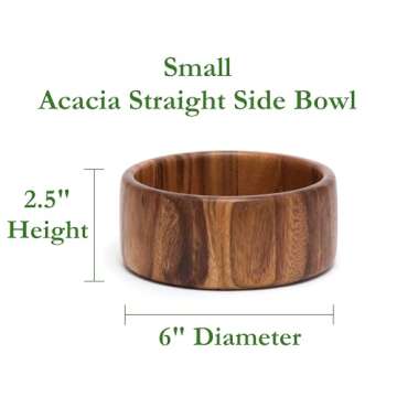 Lipper International Acacia Straight-Side Serving Bowl for Fruits or Salads, Small, 6" Diameter x 2....