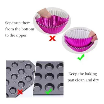 500pcs BAKHUK Foil Cupcake Liners - Vibrant Colors