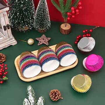 500pcs BAKHUK Foil Cupcake Liners - Vibrant Colors