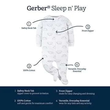 Gerber Baby 4 Pack Sleep 'N Play Footie Elephants