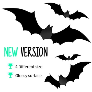 Halloween Decorations - Halloween Party Indoor Outdoor Decor Supplies , 56 PCS Reusable PVC 3D Decorative Scary Bats Wall Stickers Comes with Double Sided Foam Tape
