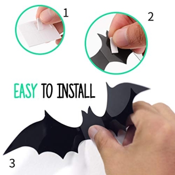Halloween Decorations - Halloween Party Indoor Outdoor Decor Supplies , 56 PCS Reusable PVC 3D Decorative Scary Bats Wall Stickers Comes with Double Sided Foam Tape
