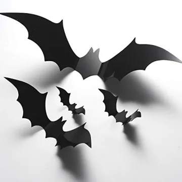Halloween Decorations - Halloween Party Indoor Outdoor Decor Supplies , 56 PCS Reusable PVC 3D Decorative Scary Bats Wall Stickers Comes with Double Sided Foam Tape