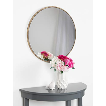 Kate and Laurel 23.6-Inch Gold Leaf Decorative Round Mirror