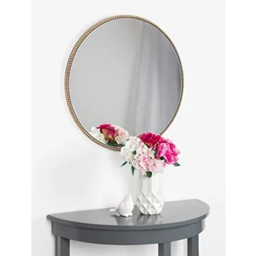 Kate and Laurel 23.6-Inch Gold Leaf Decorative Round Mirror