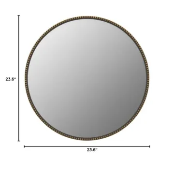 Kate and Laurel 23.6-Inch Gold Leaf Decorative Round Mirror