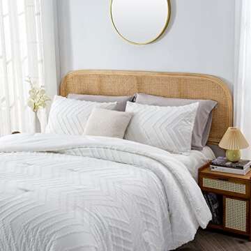 Litanika White King Comforter Set, 3 Pieces Lightweight Tufted Bedding Sets, Down Alternative Comfor...