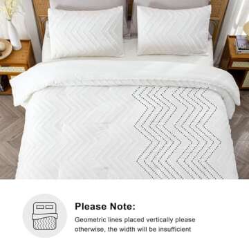 Litanika White King Comforter Set, 3 Pieces Lightweight Tufted Bedding Sets, Down Alternative Comforter Fluffy Bed Set Gift Choice
