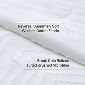 Litanika White King Comforter Set, 3 Pieces Lightweight Tufted Bedding Sets, Down Alternative Comforter Fluffy Bed Set Gift Choice