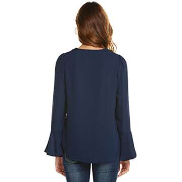 Concep Women Loose Casual Long Flare Sleeve Chiffon Layered Top T-Shirt Blouse (White, S)