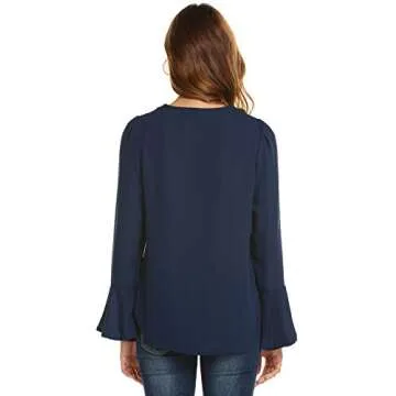 Concep Women Loose Casual Long Flare Sleeve Chiffon Layered Top T-Shirt Blouse (White, S)