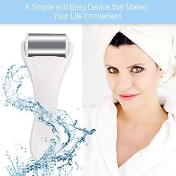 Ice Roller for Face & Eye,Puffiness,Migraine,Pain Relief and Minor Injury,Skin Care Products Stainless Steel Face Massager Ice Roller Massager (White)