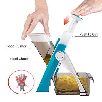 ONCE FOR ALL Safe Mandoline Slicer 5 in 1 Vegetable Cutter, Strips Julienne Dicer Adjustable Thickne...