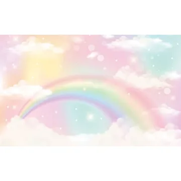 Bormia Rainbow Pink Clouds Wall Mural for Room Decor