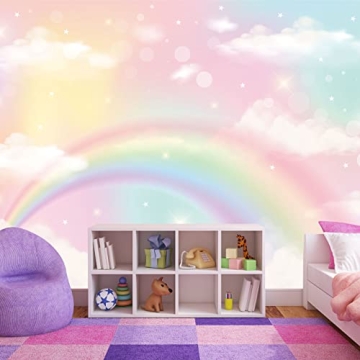 Bormia Rainbow Pink Clouds Wall Mural for Room Decor