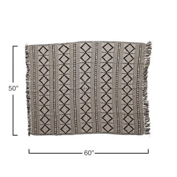 Bloomingville Soft Reclaimed Cotton Blend Throw in Black and Beige