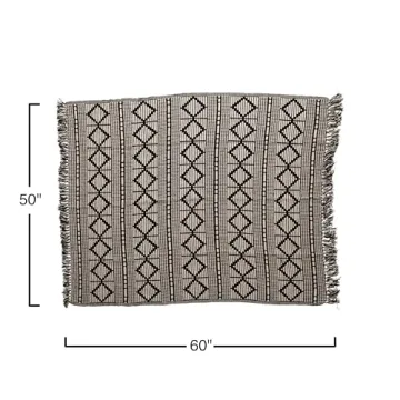 Bloomingville Soft Reclaimed Cotton Blend Throw in Black and Beige