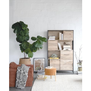 Bloomingville Soft Reclaimed Cotton Blend Throw in Black and Beige