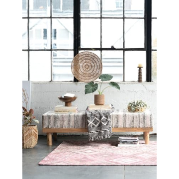 Bloomingville Soft Reclaimed Cotton Blend Throw in Black and Beige