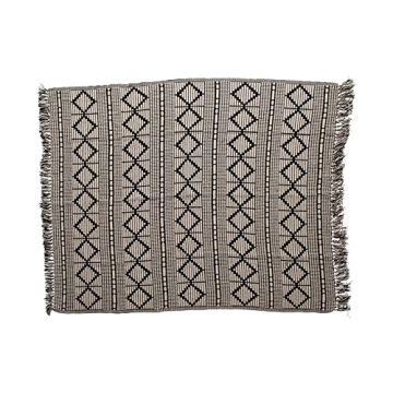 Bloomingville Soft Reclaimed Cotton Blend Throw in Black and Beige
