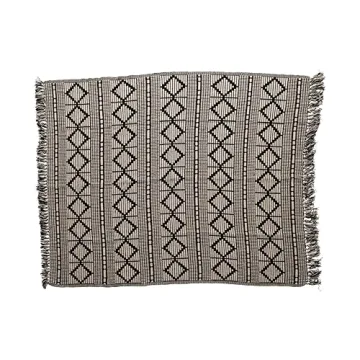 Bloomingville Soft Reclaimed Cotton Blend Throw in Black and Beige