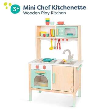 B. toys- Mini Chef Kitchenette- Pretend Play Wooden Play Kitchen – Kitchen for Kids – Kitchen Play Set & Accessories – (20+ Pcs)- 3 Years +