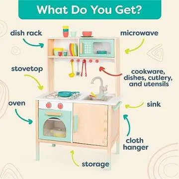 Mini Chef Kitchenette - Wooden Play Kitchen Set for Kids